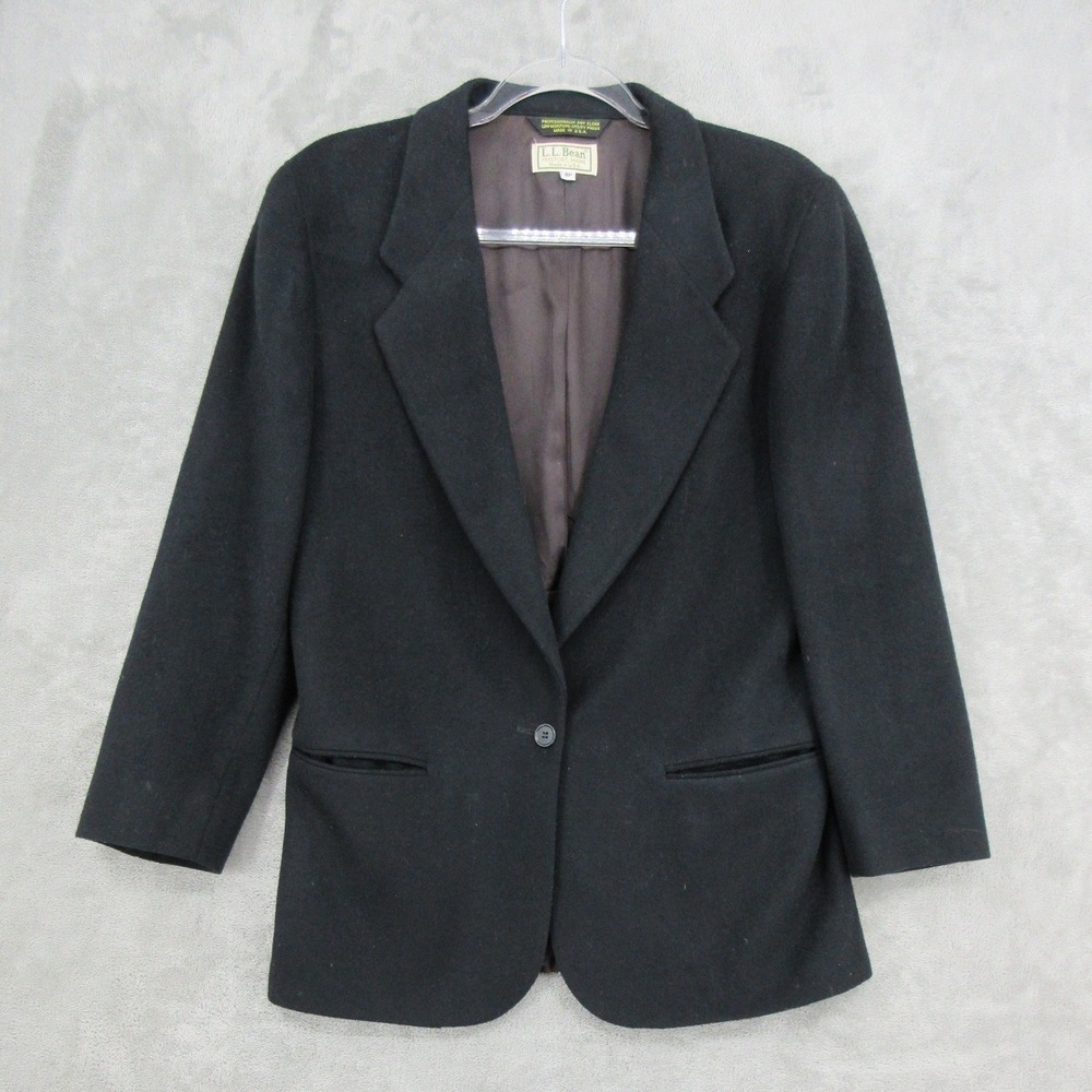 Vintage LL Bean Blazer Women Size 8 Petite Wool Blend Office Career Minimalist